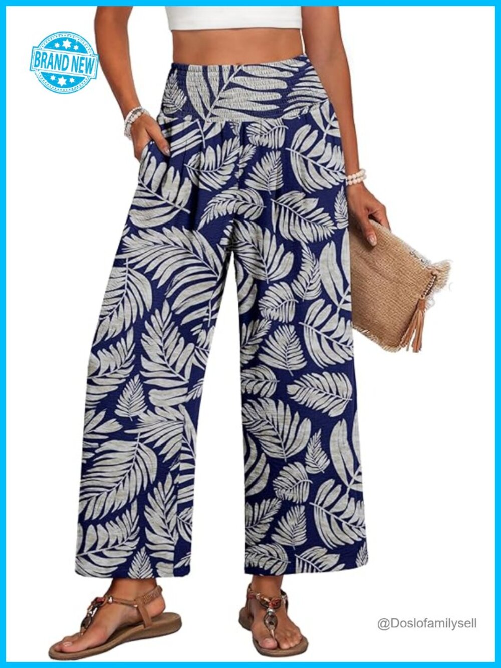 High Waisted Wide Leg Palazzo Pants with Pockets